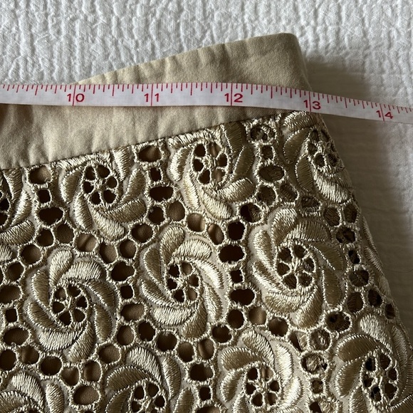 Elie Tahari Gold Beige Tan Neutral Lace Floral Skirt Sz 26 Easter - Picture 6 of 9